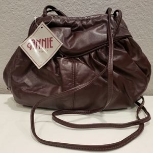 Crossbody leather purse Wine colored